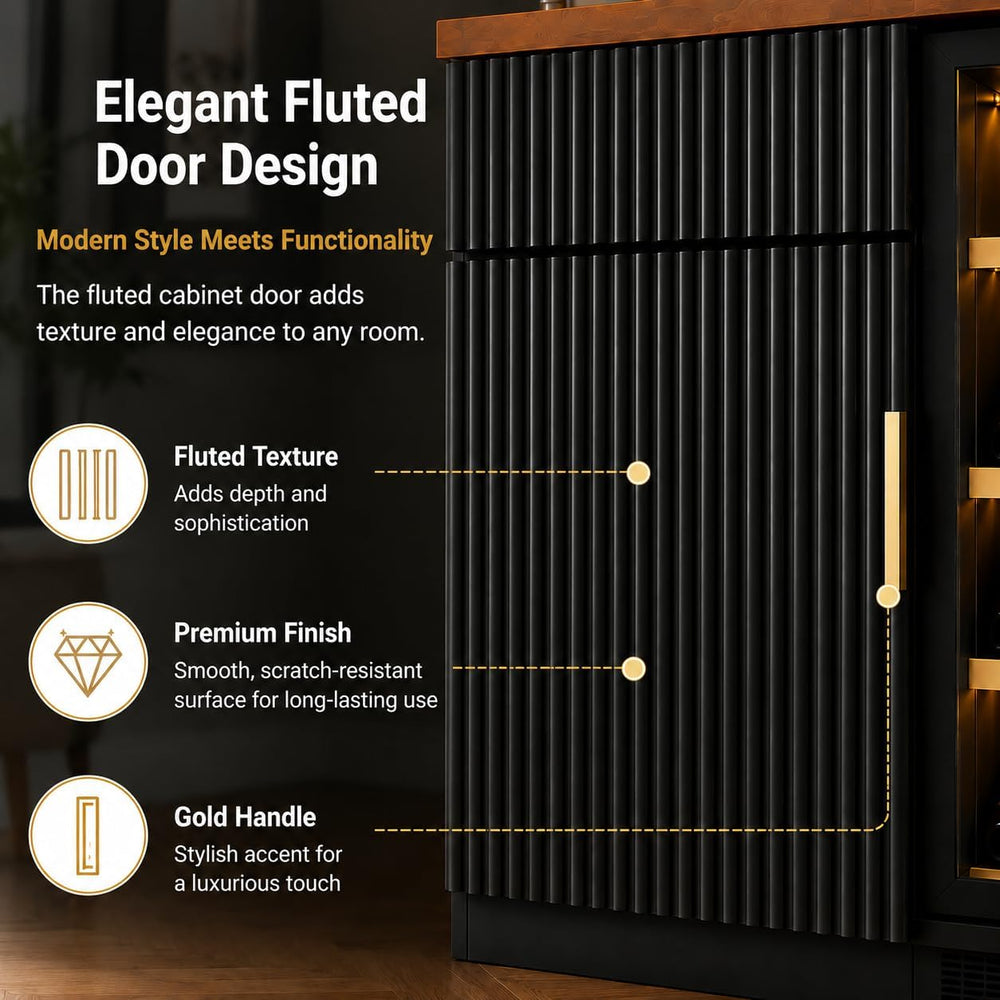 Coffee Bar Cabinet with Fridge Space, Mini Fridge Cabinet with Power Outlet, ...