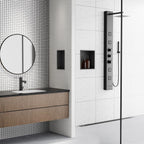 Achelous Stainless Steel Insert Shower Niche 12" X 12", No Tile Needed, Recessed Shower Shelf Organizer, Matte Black