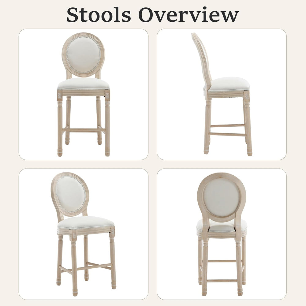 French Country Bar stools, Linen Farmhouse Counter Height Chair