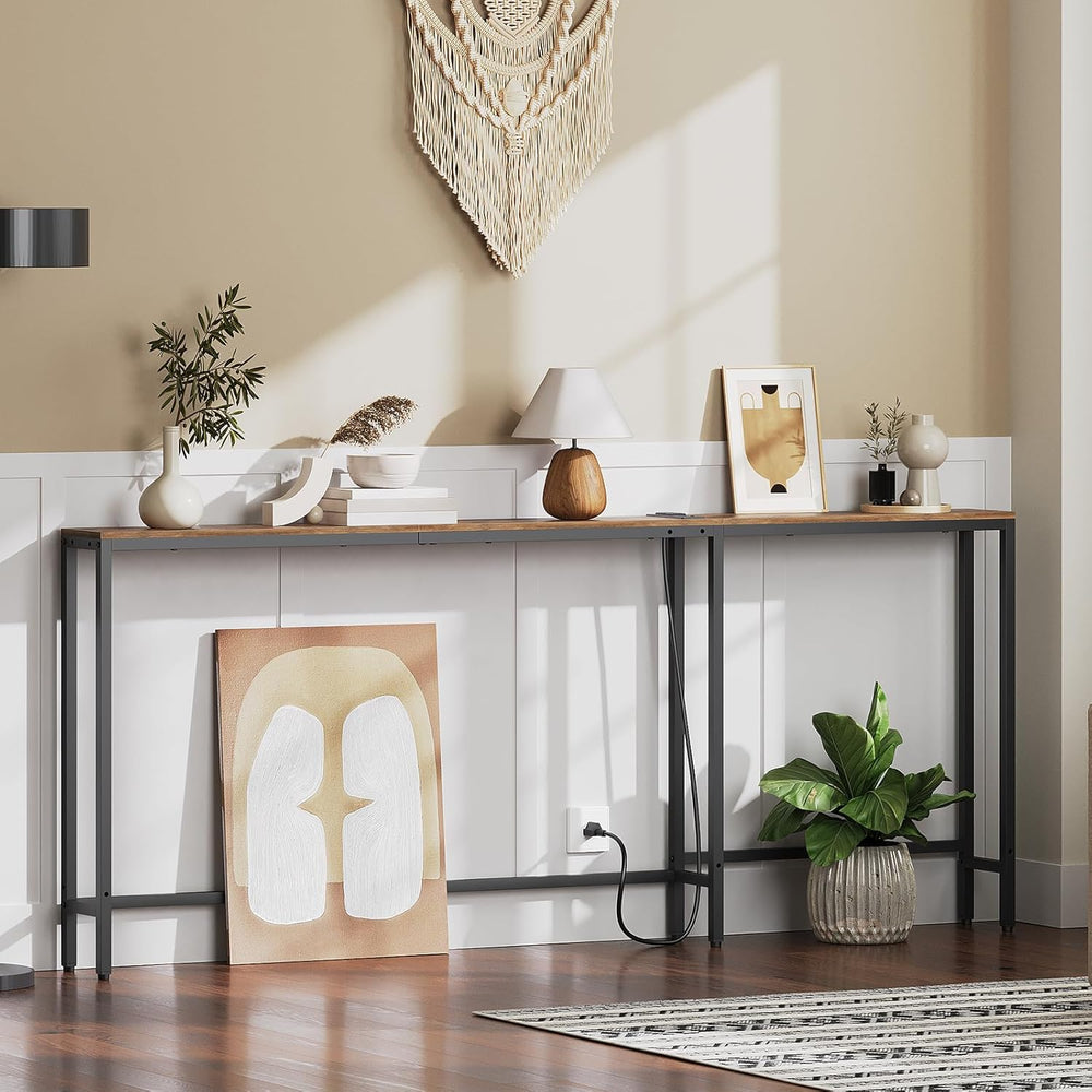 YATINEY Narrow Console Table with Outlets, 70.9" Sofa Table Narrow Long,...
