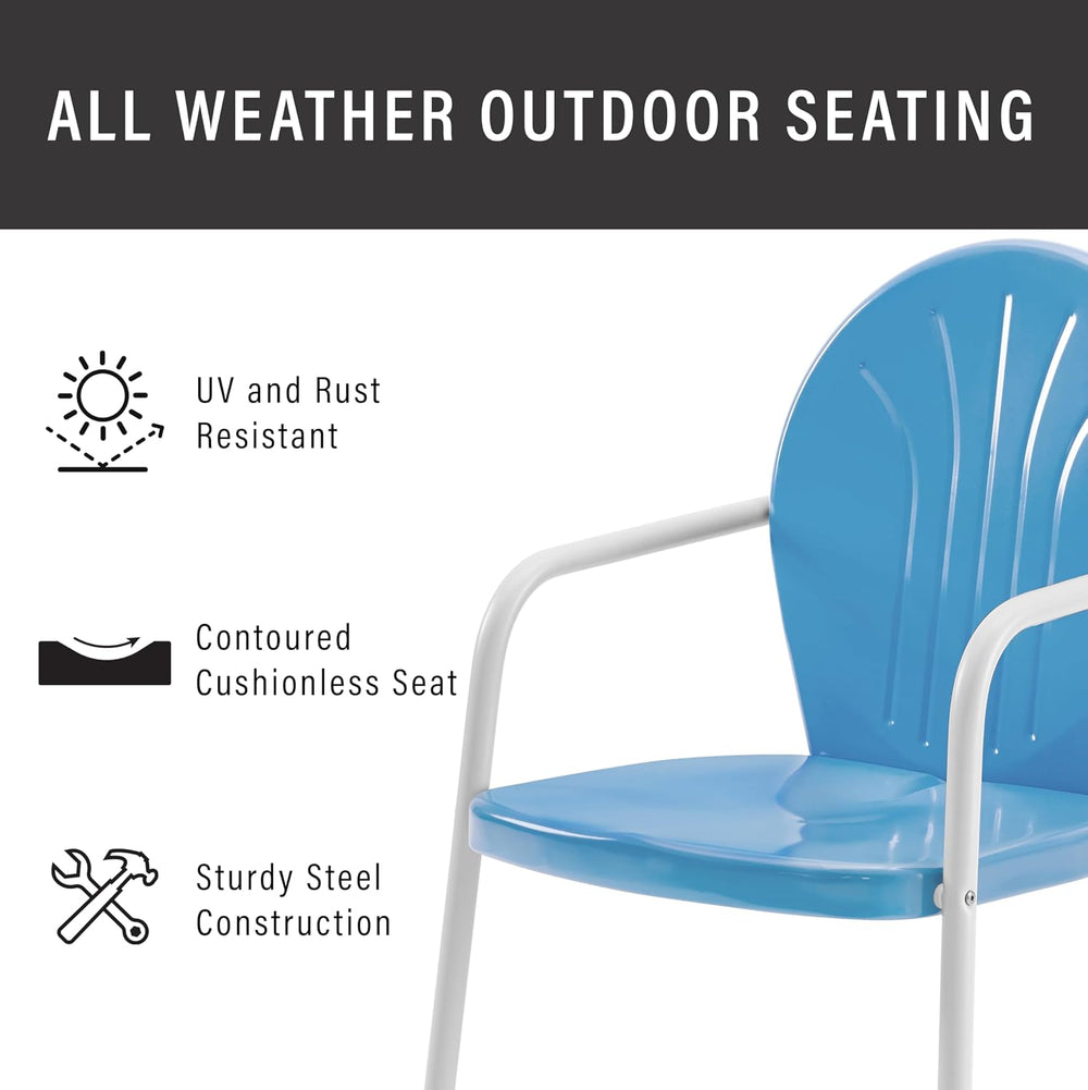 Crosley Furniture Griffith Outdoor Chair, Retro Metal Patio Chairs for Dining...