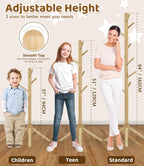 Beech Wood Kids Coat Rack - Adjustable Height Stand with 9 Hooks, Freestanding Children's Clothing Organizer for Hallway, Bedroom, Easy Assembly (Natural)