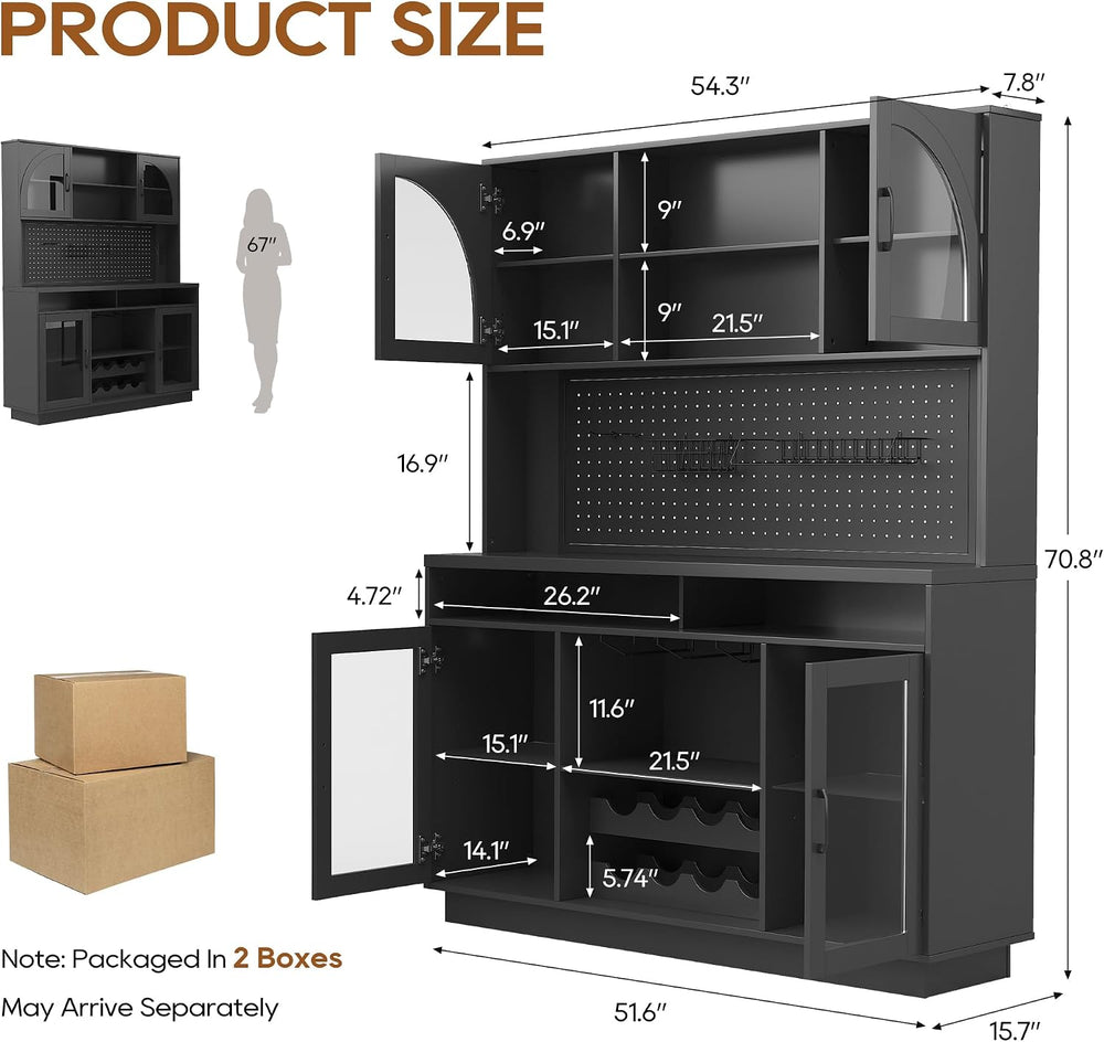 IPKIG 71" Kitchen Pantry Cabinet with Charging Station, Kitchen Hutch St...