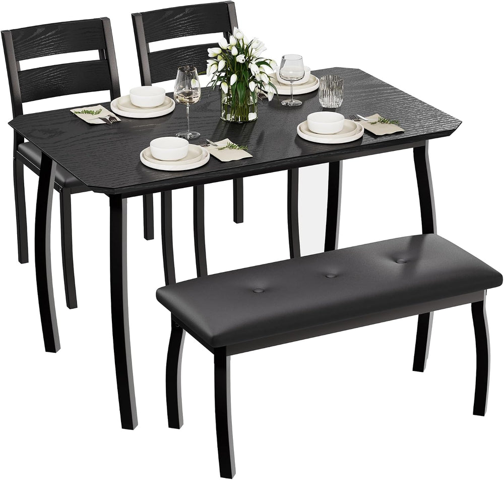 IDEALHOUSE 43'' Dining Table Set for 4, Wooden Kitchen Table with Uph...