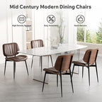 Dining Chair, Mid Century Modern Dining Room Chairs, Upholstered Faux Leather Kitchen Chairs with Walnut Bentwood Back and Metal Legs for Kitchen Dining Room Living Room, Coffee