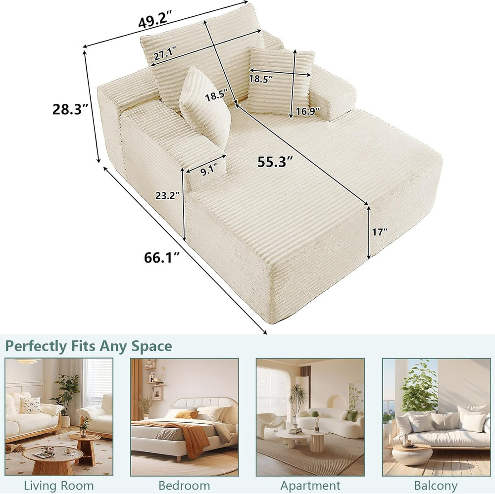 LUCKHAO 50" Oversized Chaise Lounge Chair Indoor,Corduroy Reading Chair ...