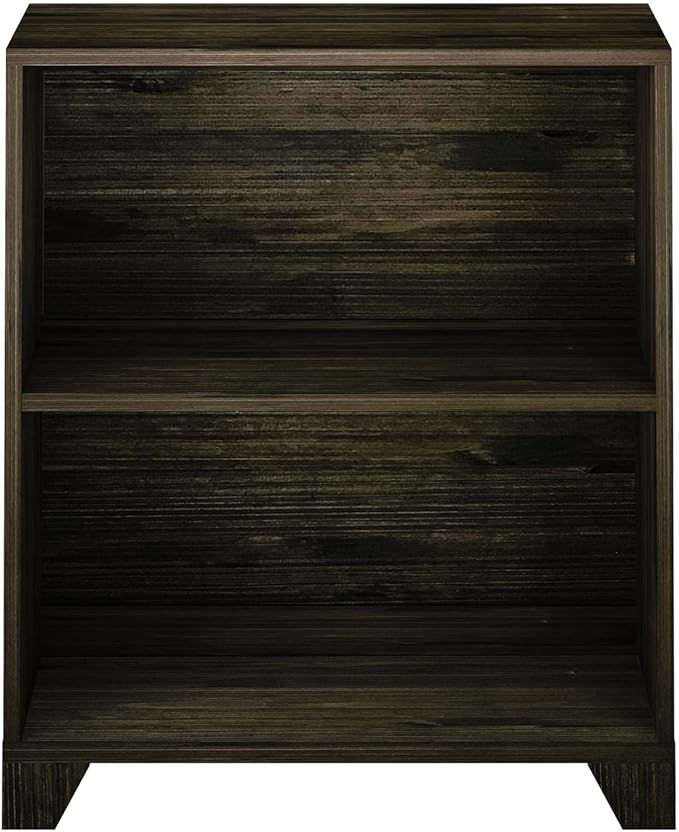 Max & Lily Modern Farmhouse 2-Shelf Bookcase, Solid Wood Bookshelves for Kids Bedroom, Barnwood Brown