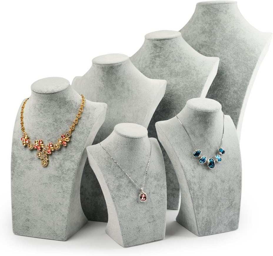 Oirlv Velvet 3-Dimensional Jewelry Stand Necklace Pendant Chain Jewelry Bust Display Holder (H15.16)