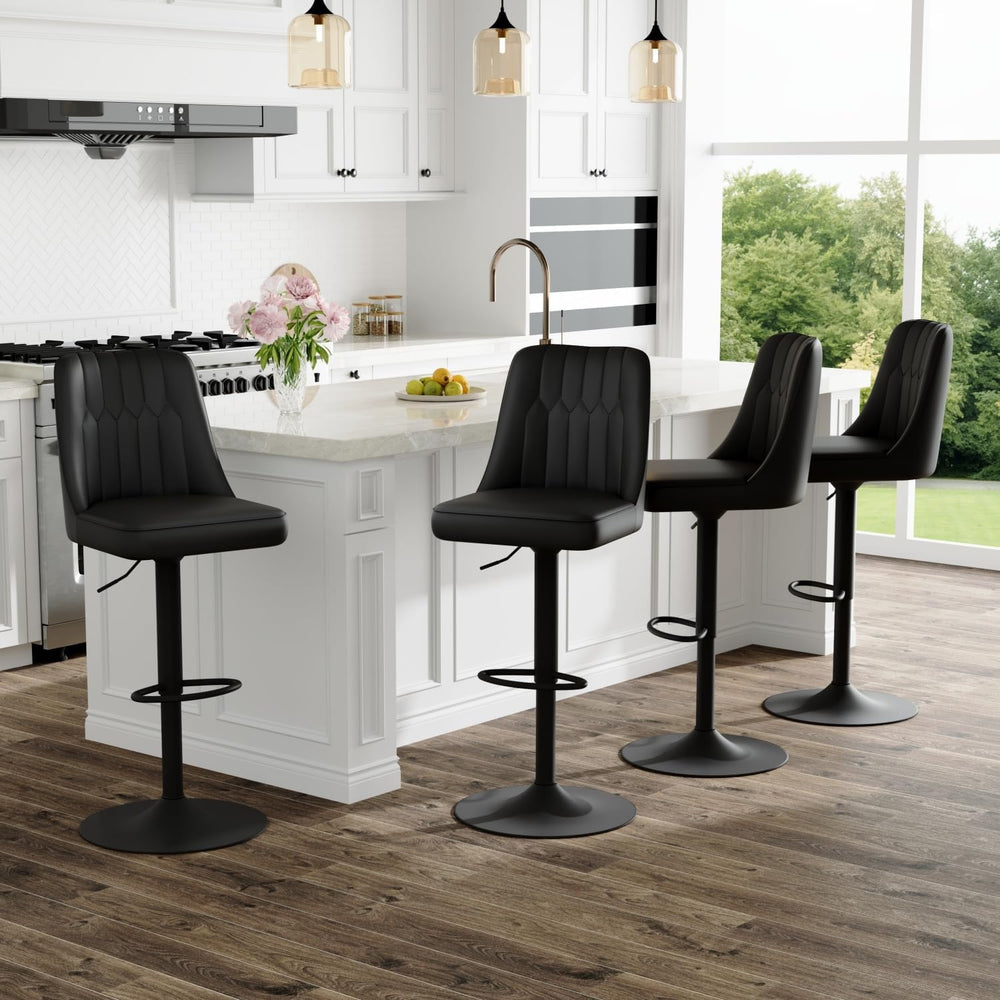 360° Adjustable Swivel Bar Stools Set of 4, Swivel Bar Stools with Back, Faux...