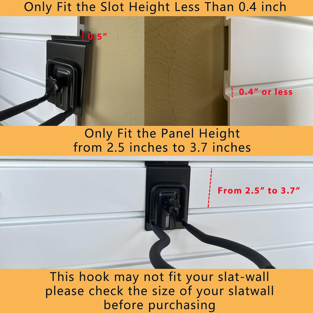 Adjustable Slatwall Hooks, Lockable Slatwall Weedeater & String Trimmer Hanger, Power Tool Hanger for Slatwall Accessories, Utility Hooks for Garage Storage - 8" x 4 Pcs