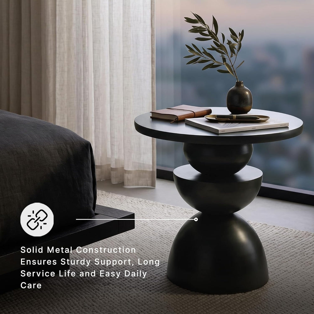 Signature Design by Ashley Kurtson Accent Table, Round Metal End Table with C...