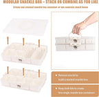 Stackable Snackle Box Container with 2 Lids, 14 Compartments - BPA-Free Snackle box Organizer, Dishwasher & Microwave Safe Reusable Snacklebox for Veggies, Fruits, Charcuterie, Snacks (White, 2 Pack)