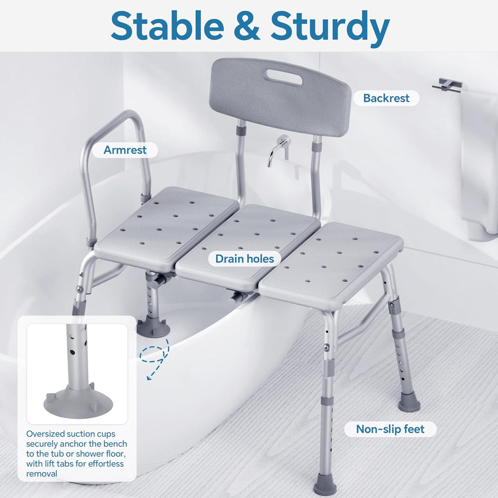 HOMLAND Tub Transfer Bench for Bathtub, FSA/HSA Eligible 400 lbs Heavy Duty S...