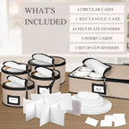 China Storage Containers 5-Piece Set Moving Boxes for Dinnerware, Glasses, Plates, Mugs and Saucers Sturdy Quilted Microfiber Dish Organizer with Dividers for Seasonal Storage - Holds Set of 12, Brown