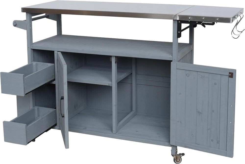 Christopher Knight Home Outdoor Bar Cart with Stainless Steel Top and Lockabl...