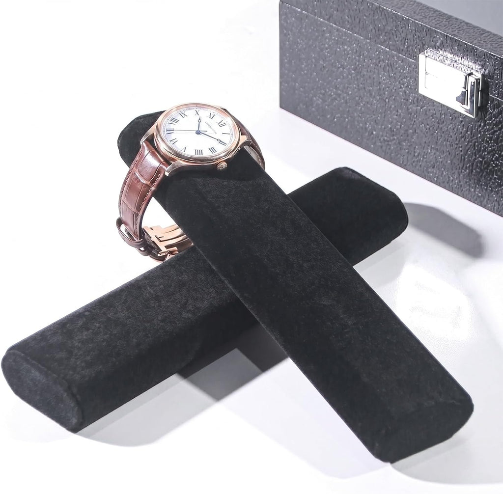 Bracelet Organizer Box,Bangle Watch Jewelry Storage Case with Glass Lid,Watch Display Tray for Girls (Black)