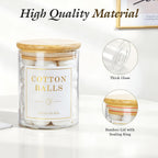 Luxspire 2 Pack Glass Qtip Holder Dispenser, 13.4 oz Cotton Swab Holder with Bamboo Lids, Glass Apothecary Jars Bathroom Accessories Canisters for Cotton Swabs, Balls, Pads, Floss Picks