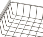 TRINITY 4-Tier Freestanding Metal Shelving Rack with Wire Baskets, Wood Top, and Adjustable Feet, 12"x12"x30", Champagne + Classic Gray Top