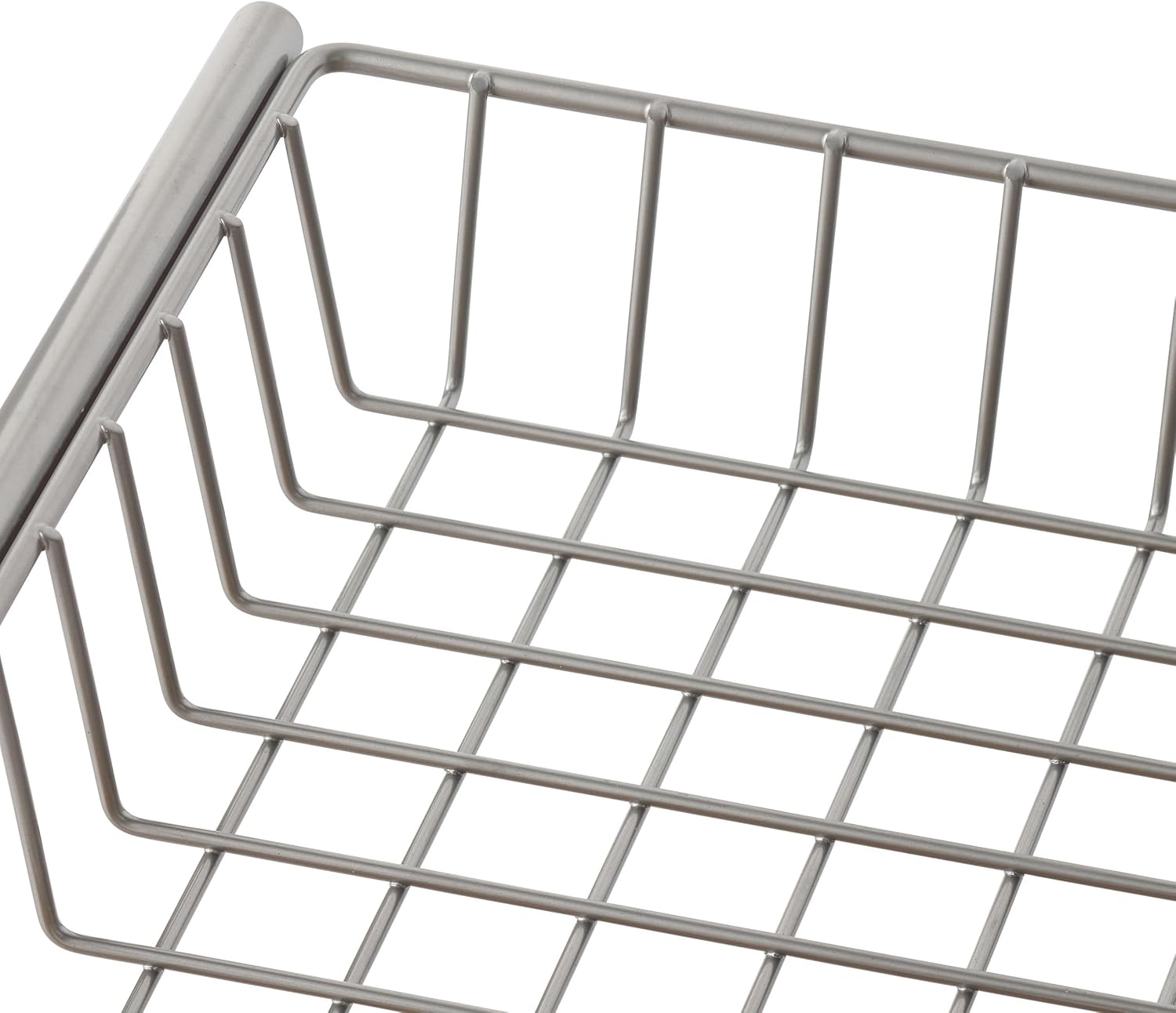 TRINITY 4-Tier Freestanding Metal Shelving Rack with Wire Baskets, Wood Top, and Adjustable Feet, 12"x12"x30", Champagne + Classic Gray Top