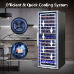 Wine Fridge Freestanding Dual Temperature Zone, Wine Cooler Refrigerator for 154 Bottles, 24 Inch Wide Large Wine Cooler with Professional Temperature Control System, Quiet Operation