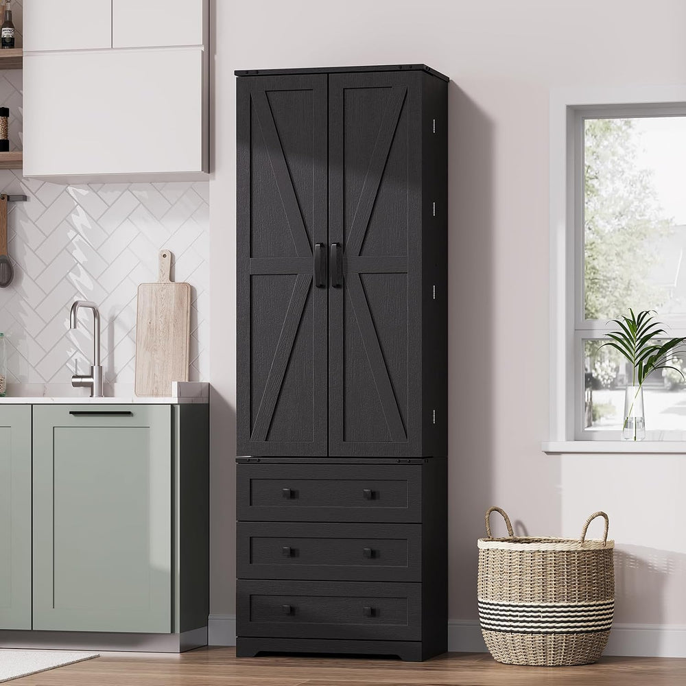 72'' Tall Kitchen Pantry Cabinet, Freestanding Tall Cupboard Storage ...