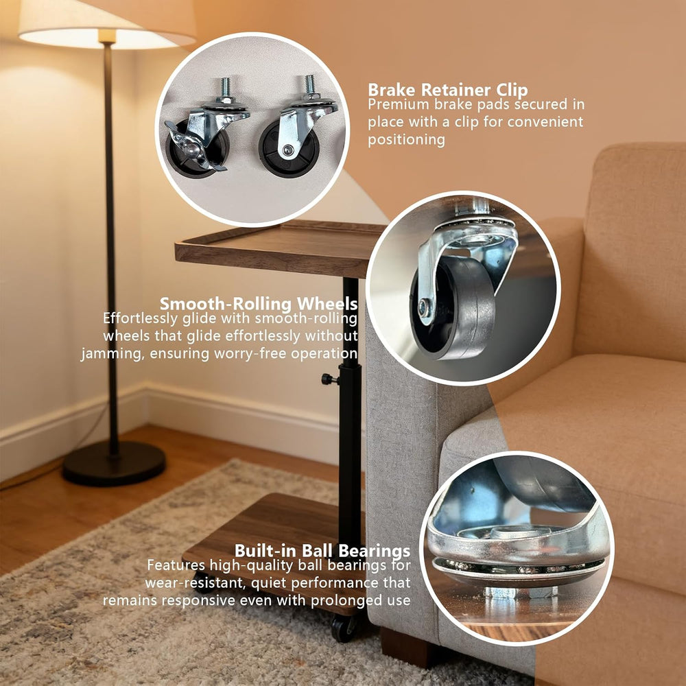TV Tray Table with Phone Stand & Non-Slip Mat, C Table End Table Height A...