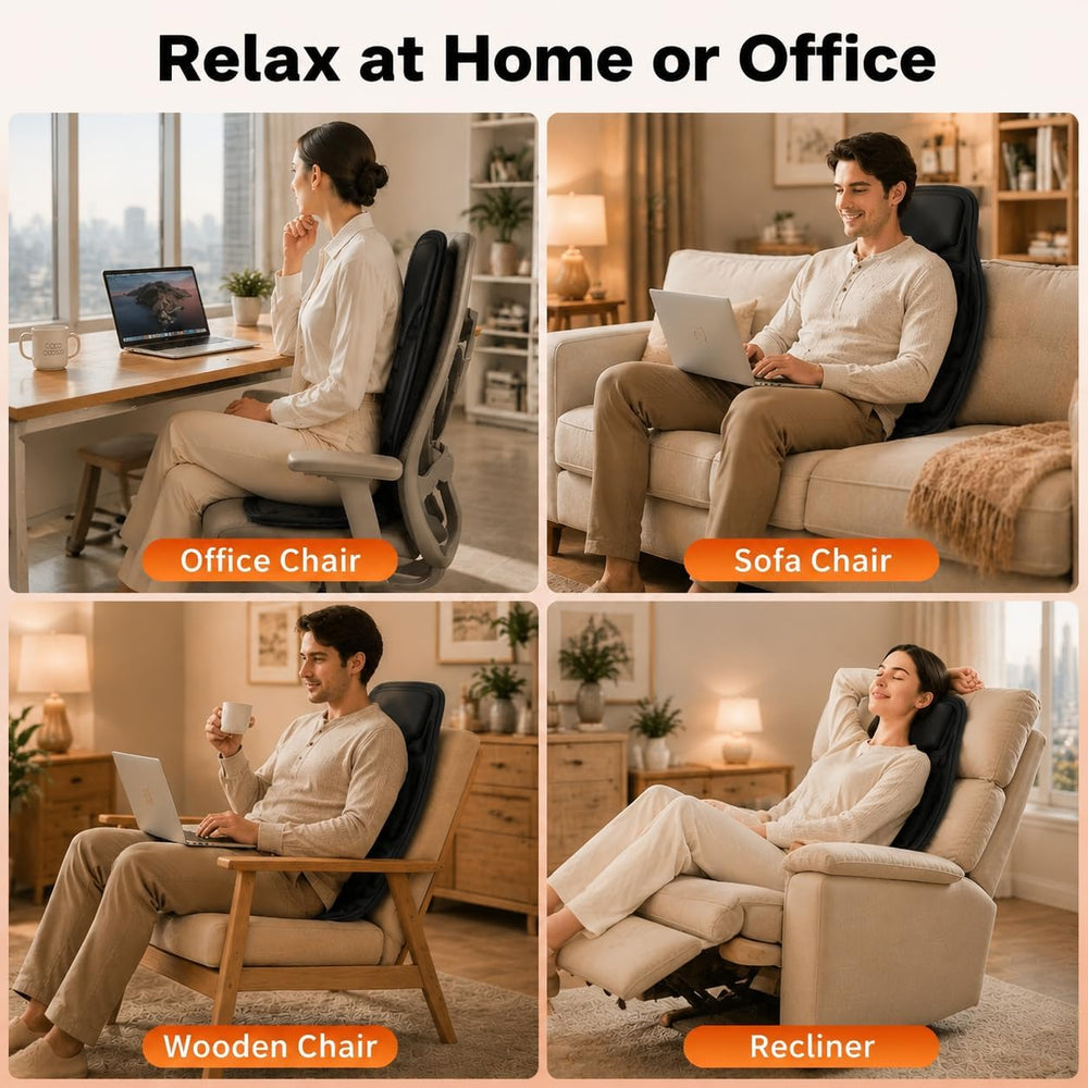SLOTHMORE Vibration Back Massager for Chair with Heat, Chair Massager Pad wit...