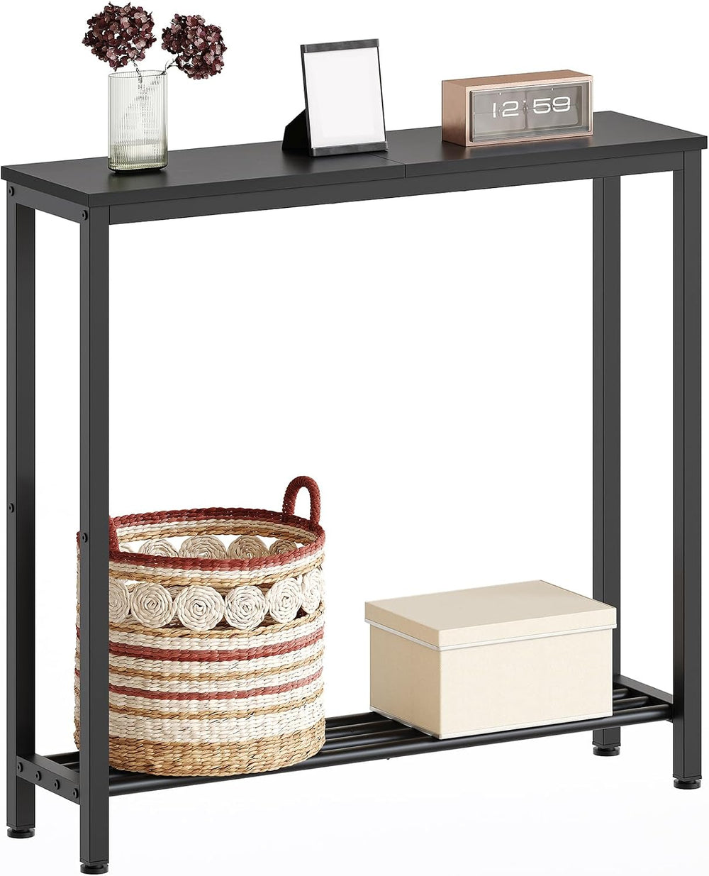 YATINEY Narrow Console Table, 2-Tier Small Sofa Table, 29.5" Thin Entryw...