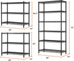 SINGAYE 6 Tier Shelf Organizer Storage Metal Shelves Garage Wire Shelving Unit Pantry Rack Shelves Bathroom Organizers and Shelf Closet Metal Kitchen 36" Dx14 Wx72 H Black