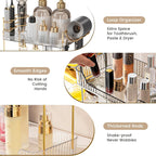 Aveniee Bathroom Counter Organizer,3 Tier Skincare Perfume Countertop Storage with Hair Dryer Rack and Toothbrush Holder, Cosmetic Makeup Tray for Vanity,Grey