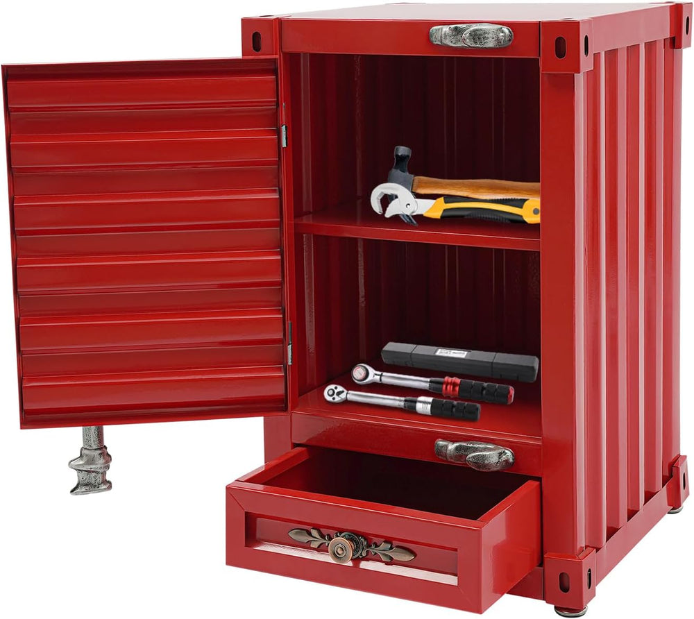 3-Tier Shipping Container Cabinet for Tool Storage - Container Side Table wit...