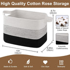 Storage Basket for Organizing, Woven Baskets for Storage, Rectangle Decorative Baskets for Shleves, Closet, Toys, Books, Nursery Organizer Bins - Pack of 3 (Gradient Black, 13"x9.85"x8.7")