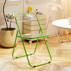 Acrylic Folding Chairs, Clear Foldable and Stackable, PVC Plastic Panel & Metal Frame, for Outside Inside(Black)