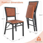 VECELO Folding Chairs Set of 4 with Cushion, Foldable Padded Seats with Heavy Duty Metal Frame for Kitchen/Dining/Living Room, No Assembly & Space Saving Design, Chestnut Brown