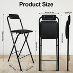 25.4inch +29 inch 2PCS Folding Stool with Backrest, Tall Foldable Bar Stool Chair, Portable Counter Folding Stool Height Bar Stools Leather Padded for Kitchen Shop Cafe Guitar Music