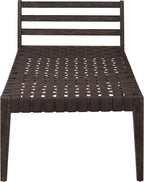 Ball & Cast Mid Century Daybed Faux Leather Woven Chaise Lounge Weave Leather Bench, 58 Inch Dark Brown