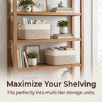 Large Storage Basket for Shelves 16.8”x13”x7.5”2 Pack | Large Baskets for Storage, Soft Cotton Rope Woven Baskets for Shelves, Closet, Laundry, Bathrooms, Blanket, Clothes, Closet