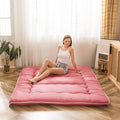MAXYOYO Japanese Floor Mattress Futon Mattress, 4" Thicken Tatami Mat Sleeping Pad Foldable Roll Up Mat Boys Girls Dormitory Pad Kids Floor Lounger Pillow Bed, Charcoal Grey, Queen Size