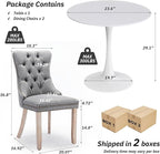 SoarFlash Kitchen Table and Chairs for 2, 24" Dining Table Set for 2 with Linen Upholstered Chairs, 3 Piece Round Kitchen Table Set, Dining Room Table Set for Small Space, Apartment