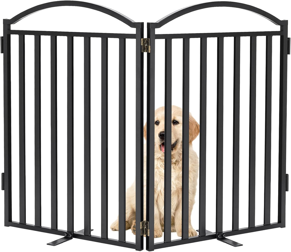 Malier Metal Freestanding Dog Gates, Outdoor Indoor Dog Fences, Extra Wide Fo...