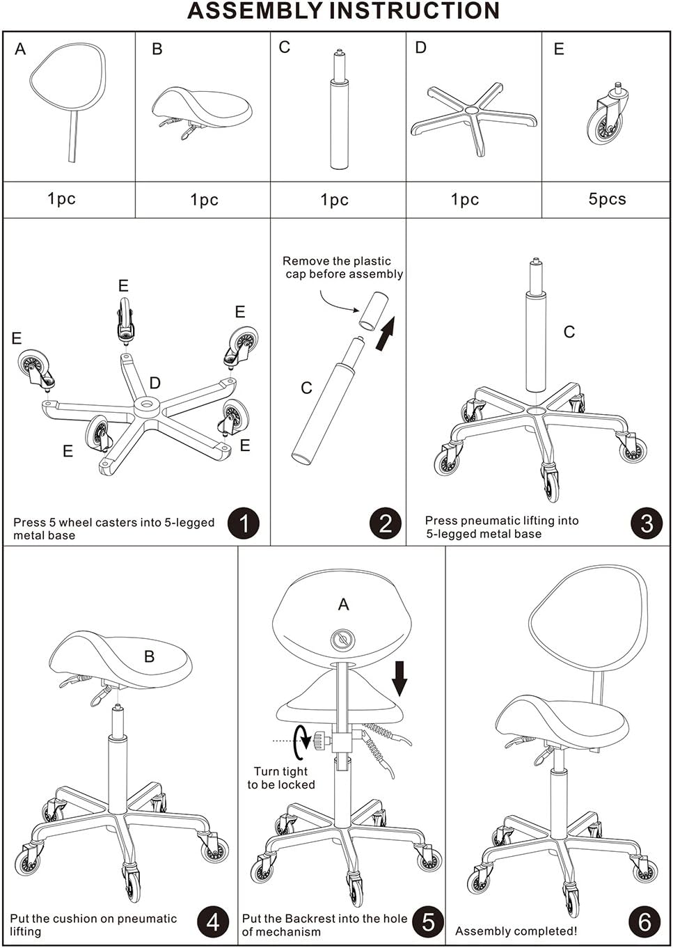 Adjustable Saddle Stool Chairs with Back Support Ergonomic for Medical Clinic...