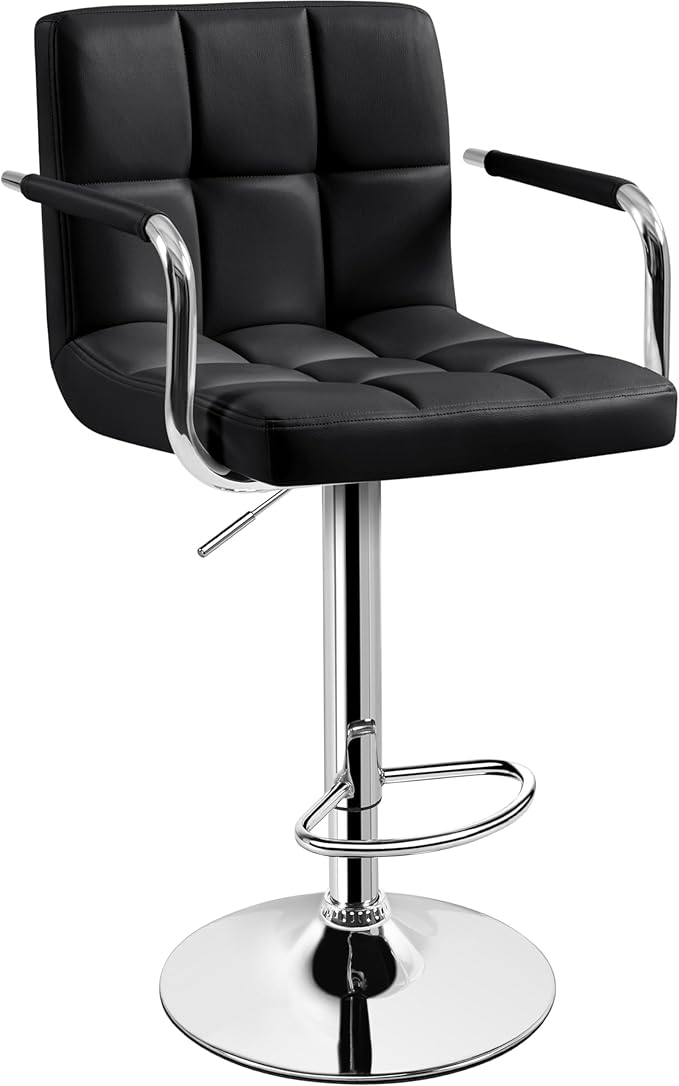 Yaheetech Bar Stools, PU Leather Adjustable Swivel Barstools, Hydraulic Kitch...
