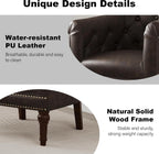 Faux Leather Barrel Accent Chair with Nailhead, Chocolate, Set of 1 | Low-Back Design | Solid Wood Frame & Legs | High-Density Foam Seat | For Living Room, Bedroom, Reception & Office