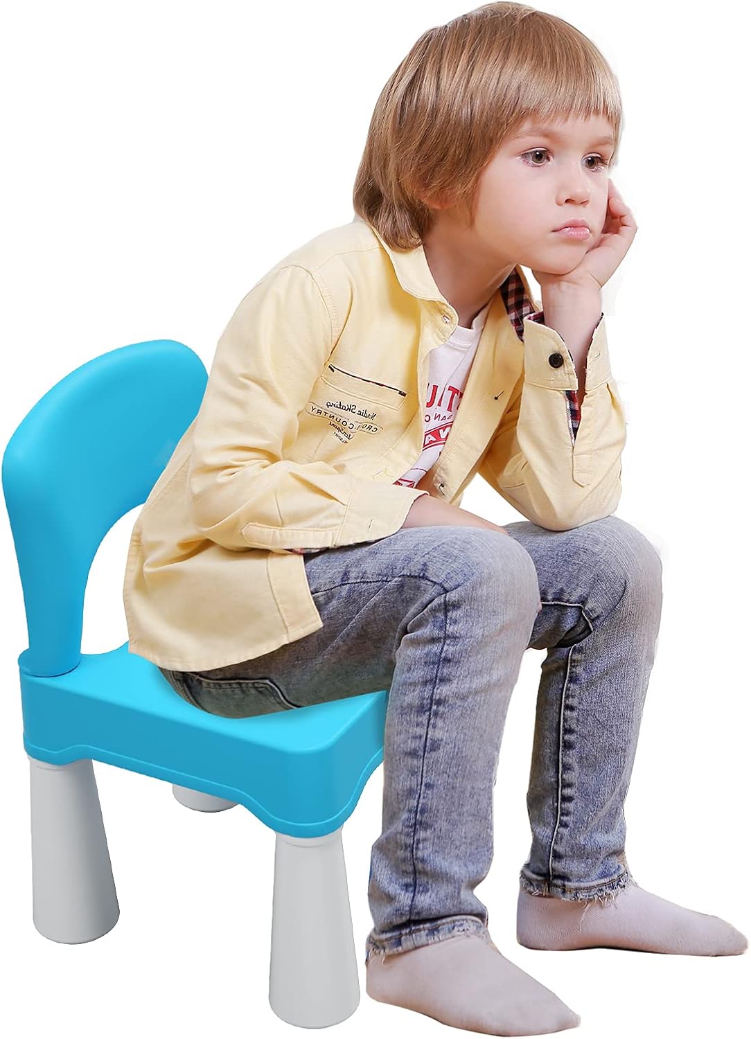burgkidz Toddler Chair for Kids Ages 2-4, Plastic Kids Chair with 9.3" Seat Height, Lightweight & Durable, Easy-Clean for Indoor/Outdoor Use, Favorite Calming Blue for Boys Girls