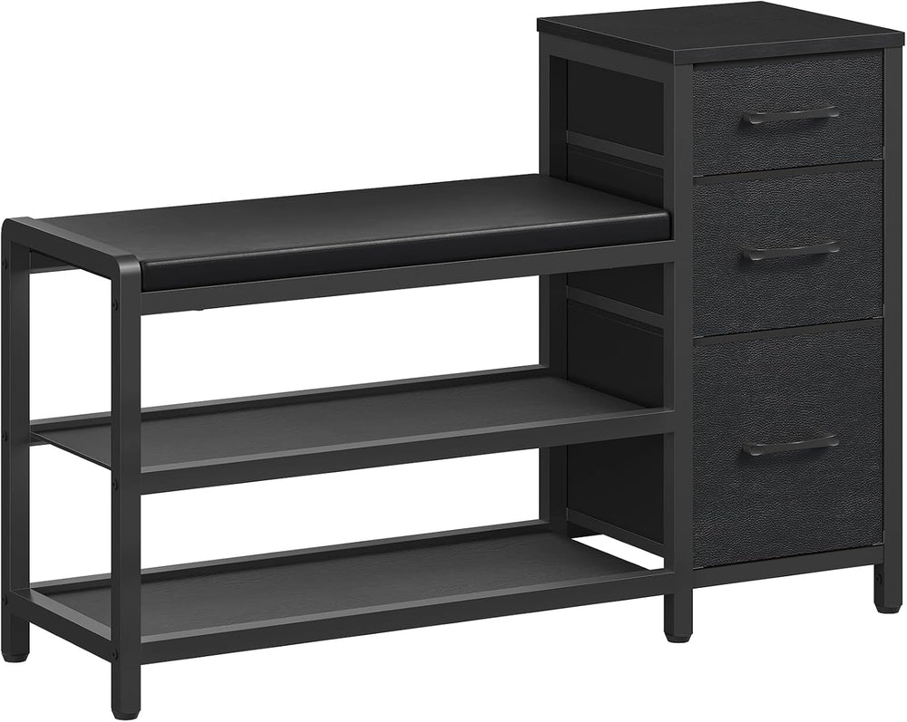 YATINEY Entryway Bench with Shoe Storage, 3-Tier Shoe Rack Bench with Wooden ...