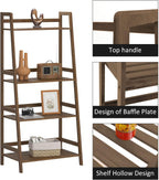 sogesfurniture, 4-Tier Bamboo Ladder Shelf, Rustic Style, Bookshelf Storage Rack, 18.9x11.8x46.5 inches, Brown