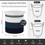 OIAHOMY 80L Laundry Baskets Hamper with Handles,Decorative Basket for Living room,Woven Storage Basket for Toys Bin,Pillows, Blankets,Clothes-20x18in-Gradient Blue