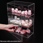 DuvinDD Acrylic Display Case with Lock, Collectibles Showcase Clear | Countertop Locking Display Cabinet with Shelves and Door, Acrylic Storage Safe Organizer for Home Office, 11.8x5.9x15.7inch