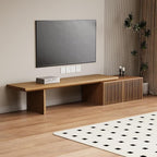 XEW Extendable TV Stand with Storage and Shelves, Wood Entertainment Center for 55+ Inch TV, Modern TV Console, Minimalist Media Console for Living Room, Bedroom-Wood (Extendable: 78.7"-110")