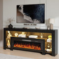 LEMBERI 80 inch Fireplace tv Stand with 50 inch Fireplace Up to 90" TVs,LED Light Entertainment Center and Storage, Modern Wood Media Television Console for Living Room